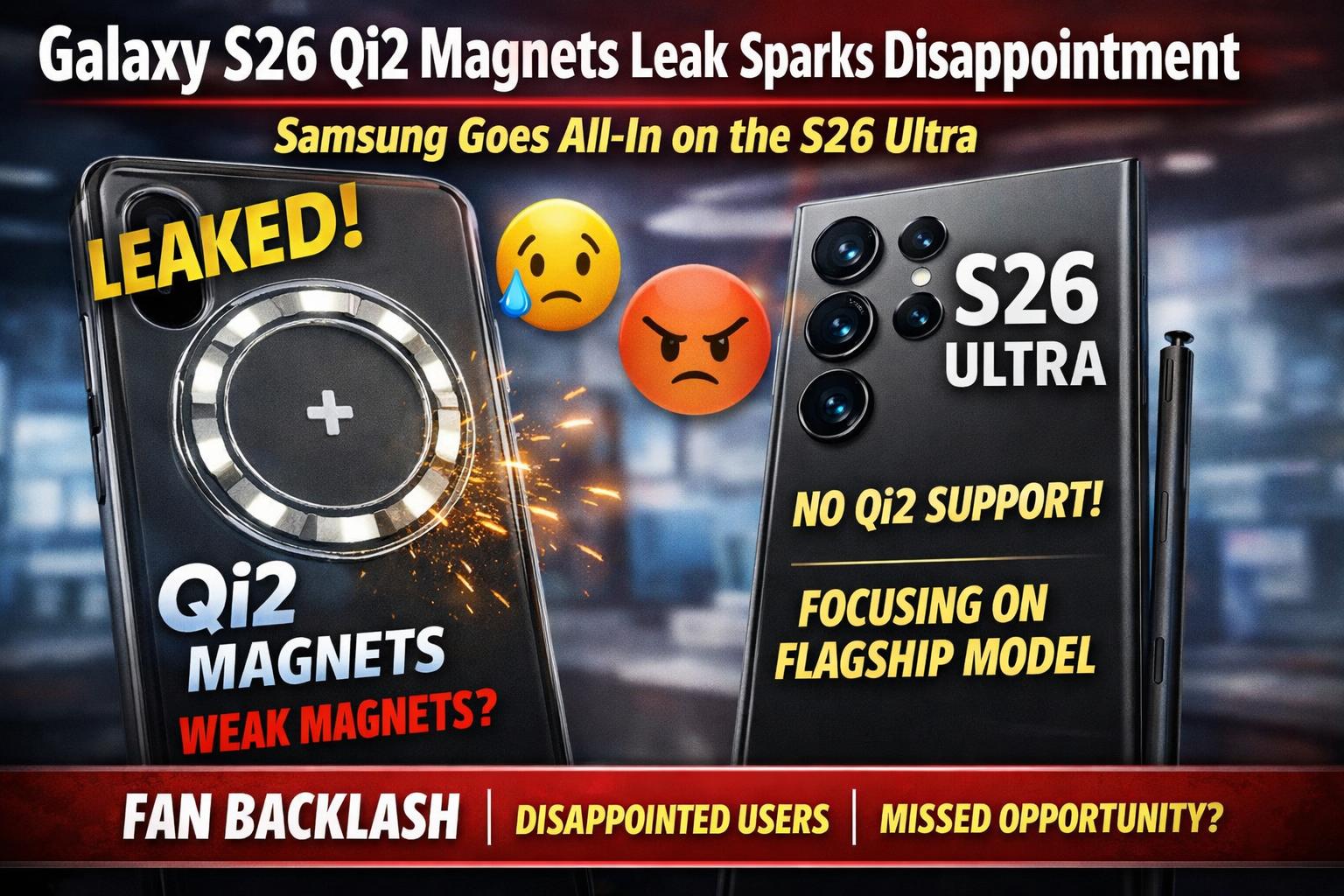 Galaxy S26 Qi2 Magnets Leak Sparks Disappointment as Samsung Goes All-In on the S26 Ultra