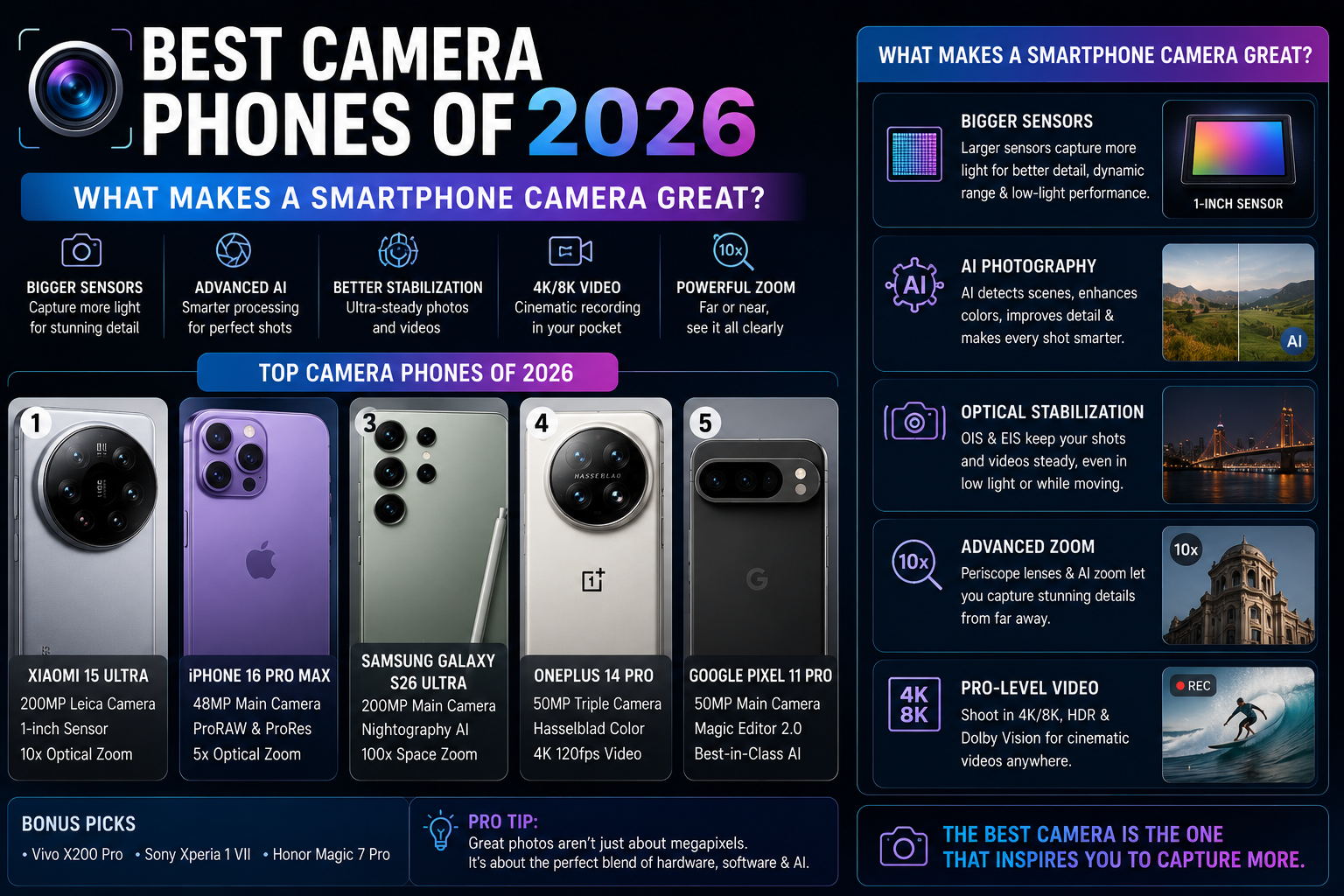 Best Camera Phones of 2026: Full Specs for Every Phone