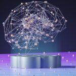 Abstract sphere made of glowing dots and connecting lines, representing a neural network powering a large language model