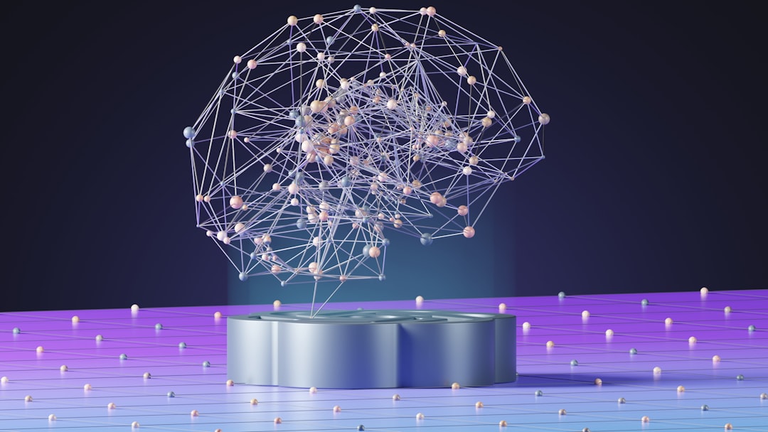Abstract sphere made of glowing dots and connecting lines, representing a neural network powering a large language model